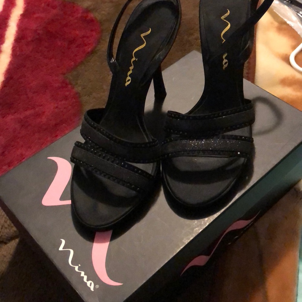 Black heels with a strap